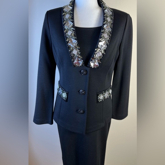 St John Knit Black Jewel Embellished Jacket, Size 8 - Picture 11 of 14